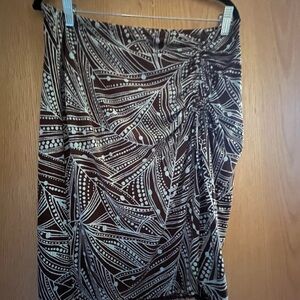 Brown and Teal Patterned Skirt